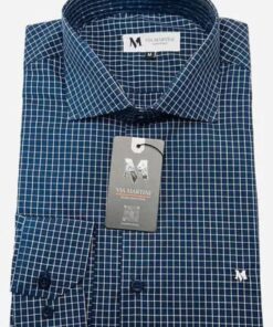 Camisa Premium - Xadrez Azul Fio Branco