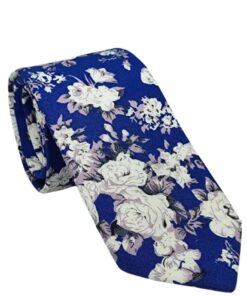 Gravata Slim Algodão florida azul