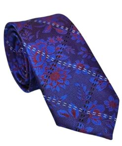 Gravata Slim Kashmir azul listras brancas
